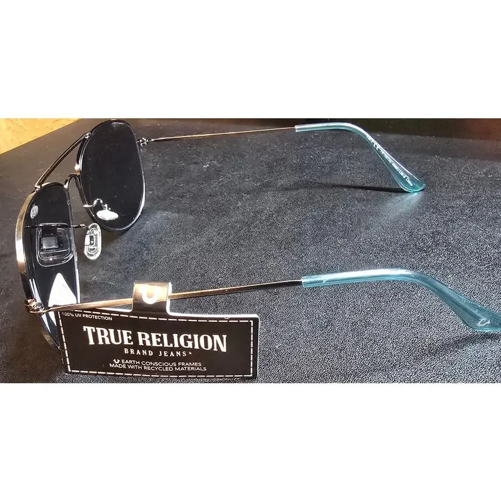 True Religion Mens Aviator Sunglasses Blue Mirrored Lens TR10570C NWT NEW